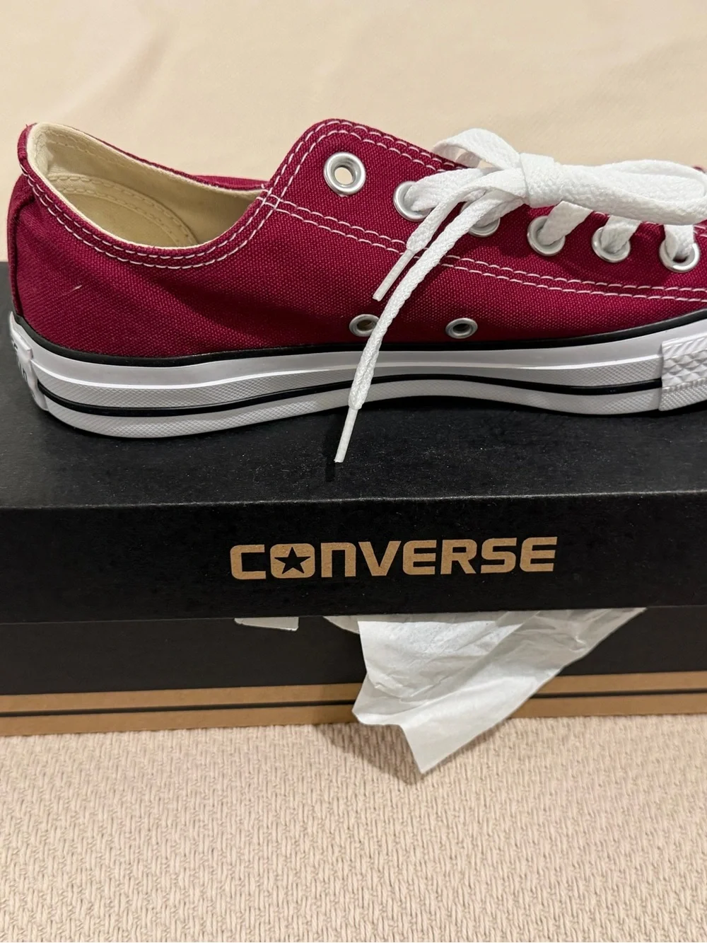 Converse Low Top Sneakers - Maroon and White - Picture 3 of 3